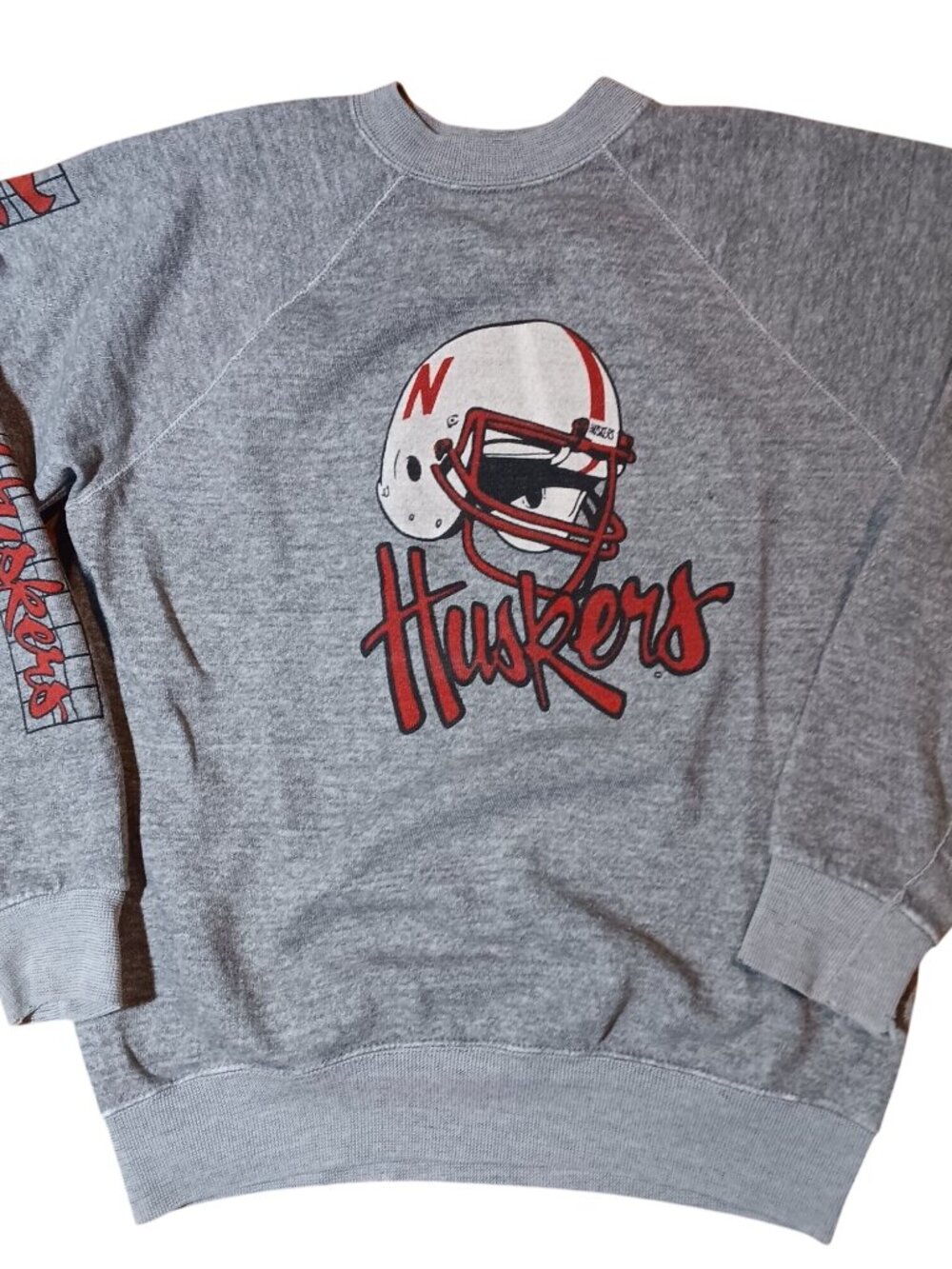 Vintage Nebraska Huskers Football Crewneck Sweatshirt Big Red 1980's Medium